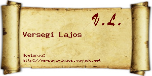 Versegi Lajos névjegykártya